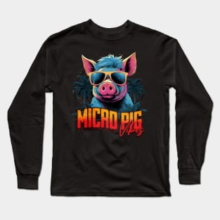 Retro Wave Happy Micro Pig Miami Vibes Long Sleeve T-Shirt